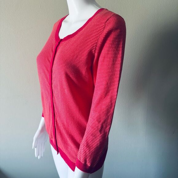 The Limited Pink Striped 100% Cotton Cardigan Size M - Picture 4 of 6